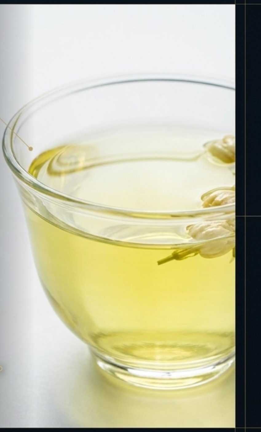 cup of jasmine tea with bright yellow-green liquor